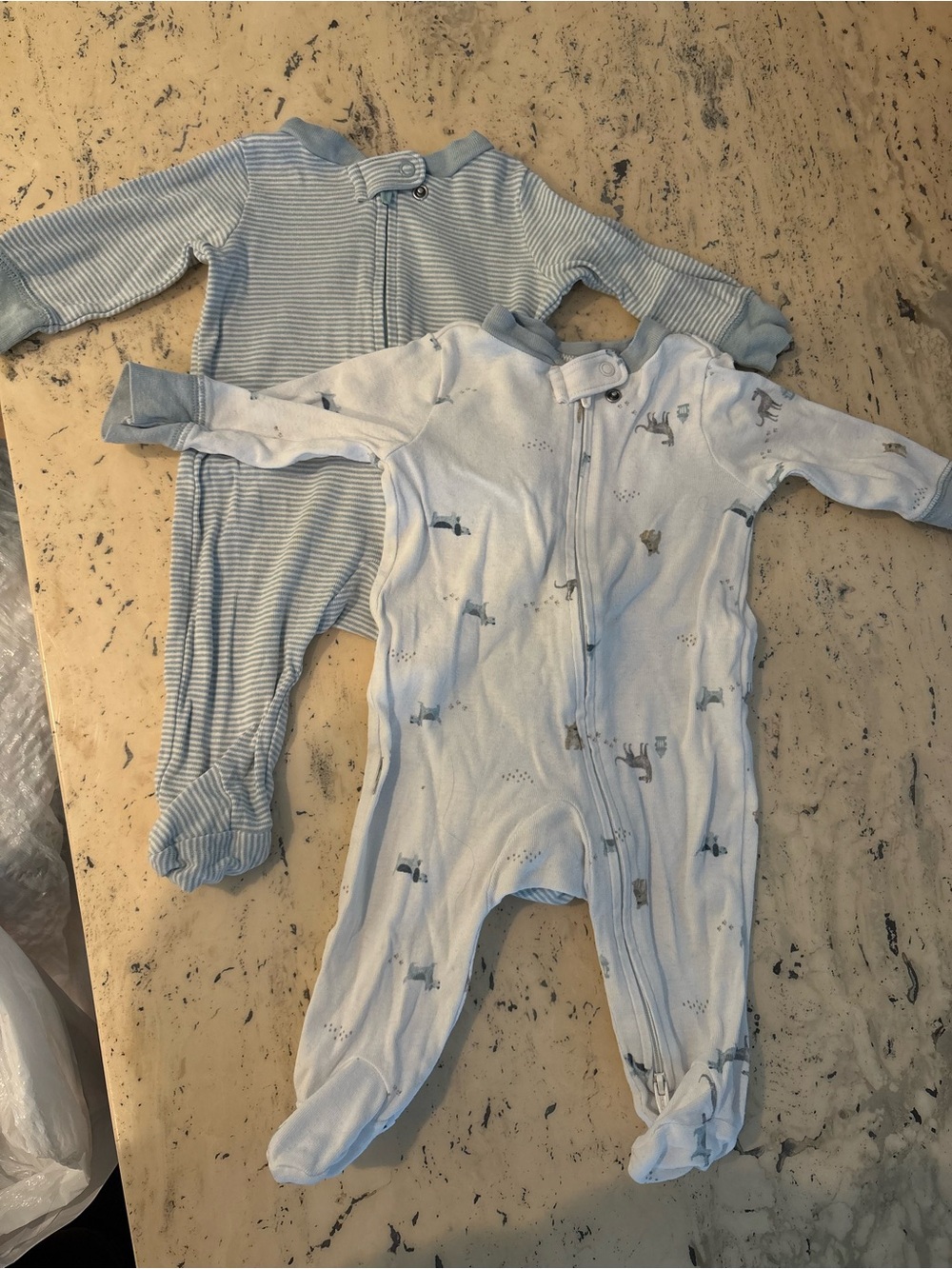 Carter's Light Blue Baby Footie Sleepers - Set of 2